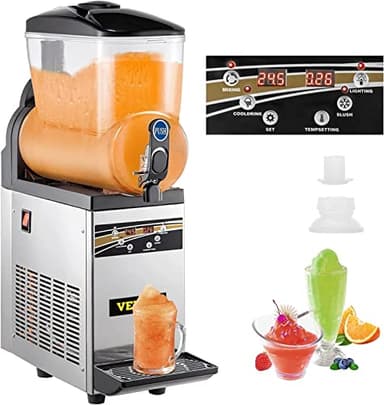 VEVOR Macchina per Granita Sorbetto Elettrica in Acciaio Inox 15L, Granitore Sorbettiera Elettrico Commerciale, Macchina Elettrica da Banco per Granita Crema Caffè Bevande