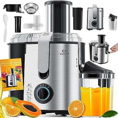 KESSER - Centrifuga Frutta e Verdura, 800W Estrattore di Succo a Freddo con 85MM Bocca Larga, Centrifuga in Acciaio Inox a Doppia Velocità con Funzione Antigoccia, Facile Pulizia, Senza BPA