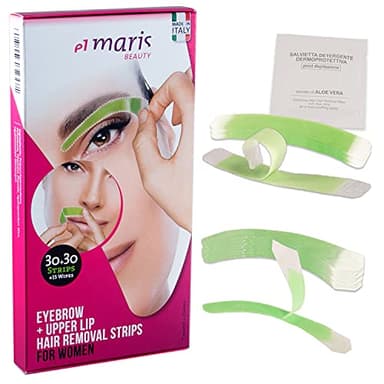 ELMARIS - Kit Strisce Cera Depilazione Sopracciglia e Baffetti -Cera a Freddo - Delicate - per Tutte le Pelli - 15 Blister Sopracciglia e 15 Blister Baffetti