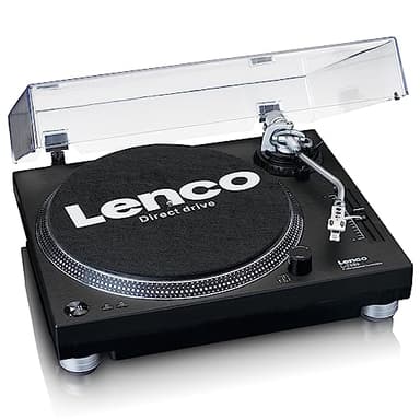 Lenco L-3809 Giradischi - Giradischi USB a trazione diretta - Preamplificatore - 33 e 45 giri/min - MMC - Uscita Line RCA - Nero