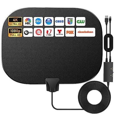 2025 Nuovo Potente Amplificatore Interno dell'Antenna TV, 600KM Gamma 360° Ricezione del Segnale Antenna TV Digitale per 1080P 4K Tutte le Vecchie e Smart HDTV DTT DVB-T/DVB-T 2, 10M Cavo Coassiale