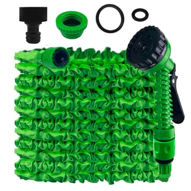 Dunkwckore Tubo Estensibile da Giardino 15m, Tubo per Irrigazione con 7 Modalità di Spruzzo Funzioni, Manichetta per Irrigazione con Pistola Tubo Acqua Per Lavaggio Auto, Giardino, Prato