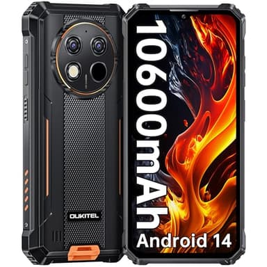 OUKITEL WP28S Rugged Smartphone - Android 14 10600mAh -16 (4+12) GB RAM + 128GB ROM Telefono Indistruttibile, 6.52" HD 13MP+5MP Cellulare Impermeabile IP68 /Dual SIM 4G/Face ID/NFC/OTG/GPS Arancio