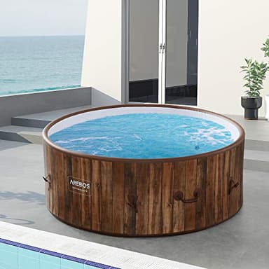 Arebos Vasca idromassaggio gonfiabile | ⌀ 180 cm | per interni ed esterni | 7 persone | Drop Stitch | 130 ugelli massaggianti | con riscaldamento | 1120 litri | incl. copertura