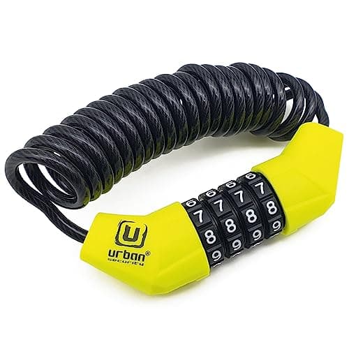 URBAN UR446 Antifurto Casco Moto Lucchetto con Codice Cavo Blocco Bicicletta Caschi Catena Bici Acciaio Rullo Cavetto Combinazione Codice Ø4, 150cm Leggero Mini Monopattino Lucchetti Tsa Bagaglio