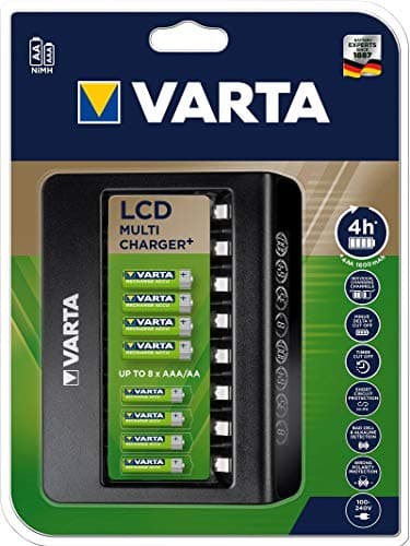 VARTA Multi Charger +, Caricatore per batterie ricaricabili in AA / AAA / 9V, ricarica a singolo slot, rilevamento di celle difettose, utilizzabile in tutto il mondo, 8 slot di ricarica