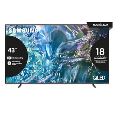 Samsung Smart TV 43" QE43Q64DAUXZT QLED 4K, Upscaling 4K, Processore Quantum 4K Lite, AirSlim Design, DVBT-2, Q-Symphony & OTS Lite, Gaming Hub, Ultimate UHD Dimming, Titan Gray 2024 [Amazon EXCL.]