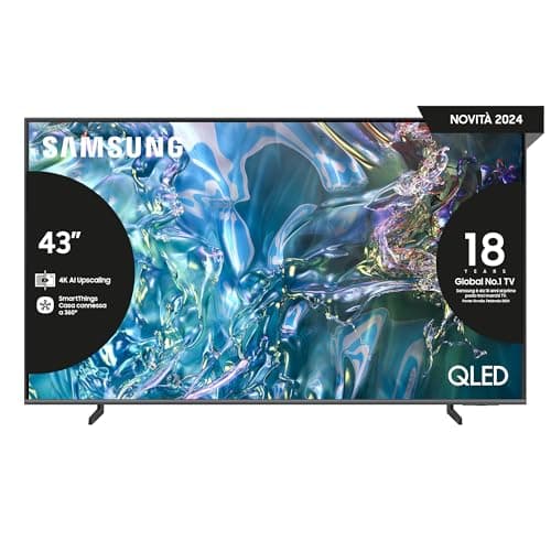 Samsung Smart TV 43" QE43Q64DAUXZT QLED 4K, Upscaling 4K, Processore Quantum 4K Lite, AirSlim Design, DVBT-2, Q-Symphony & OTS Lite, Gaming Hub, Ultimate UHD Dimming, Titan Gray 2024 [Amazon EXCL.]
