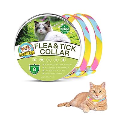 Collare Antipulci e Zecche per Gatti, 2 Pezzi Collare Antipulci per Gatti Impermeabile Misura Regolabile e Naturale con Protezione di 8 Mesi, pulci e zecche Trattamento Efficace per Gattini Arcobaleno