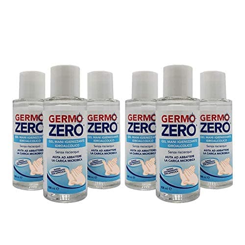 Germozero Gel Igienizzante per Mani - Gel antibatterico alcolico - Aiuta ad abbattere la carica microbica - Senza risciacquo - 6 Pezzi - 100 ml