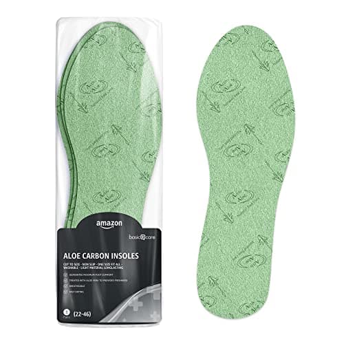 Amazon Basic Care - Solette con carbonio attivo, taglia di scarpe: 22-46, Verde, Confezione da 3
