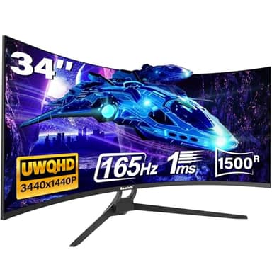 Gawfolk 34 Pollici Ultrawide Curved Gaming Monitor UWQHD 3440x1440 165hz con FreeSync e Eye Care Technologie, Supporta VESA 75 x 75 mm - Schermo di Computer Curvo per Gaming