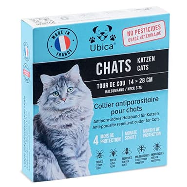 Ubica® Collare Antipulci Gatto - Antipulci per Gatti - Antiparassitario per Gatti - Antizecche - Gatti Accessori - Con Geraniolo e Olio essenziale di Lavanda – Prodotto sotto controllo veterinario