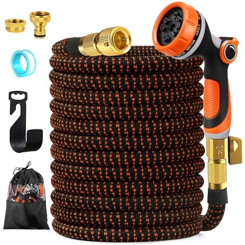 Gaeymy Tubo Acqua Giardino 30 Metri, Tubo Estensibile da Giardino con 10 Funzioni Pistola, Gomma Canna Dell'acqua per Innaffiare, Flessibile Pompa Allungabile Raccordo in Ottone da 1/2" 3/4" Attacco