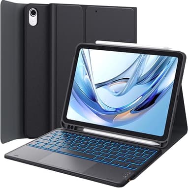 CHESONA Tastiera iPad 10 Generazione 10.9”2022, Cover con Tastiera iPad A16 11 Pollici 2025, Touchpad Intelligente, Retroilluminazione a 7 Colori, 2 Canali BT, Magnetica Italiano QWERTY Tastiera, Nero
