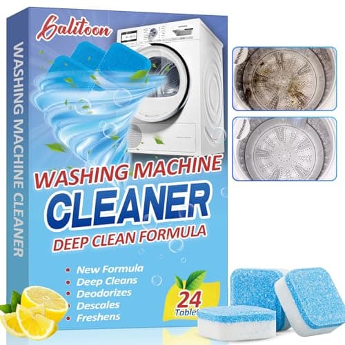 Pulitore per Lavatrice, 24 Pezzi, Detergente Efficace per HE Top Load e Front Loader, Pulizia Profonda del Tamburo e della Guarnizione del Tubo di Lavaggio, Elimina Odori e Sporco (1, blu)