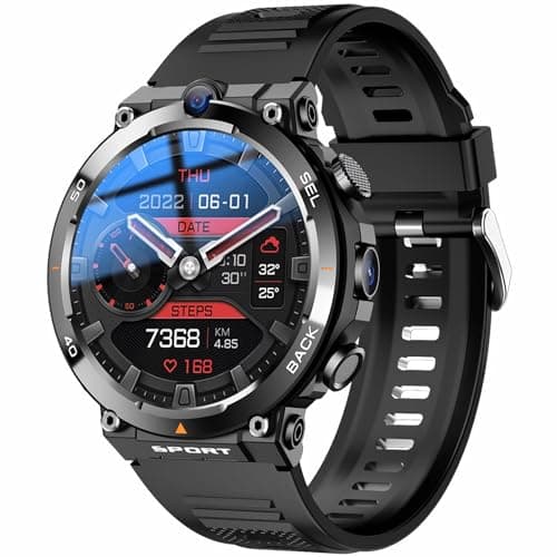 XUCS Smart Watch da Uomo, Smartwatch con Scheda SIM 4G (rispondi/effettua Chiamata), Schermo Rotondo da 1,39", Doppia Fotocamera Supporta Videochiamate, Posizionamento NFC, Impermeabile IP68, Nero