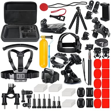 DIKER Kit Accessori per Action Cam 70 in 1, Compatibile con Gopro Hero 13 12 11 10 9 8 DJI AKASO OSMO Insta360 SJCAM Action Cam, per ciclismo, corsa, skateboard, arrampicata