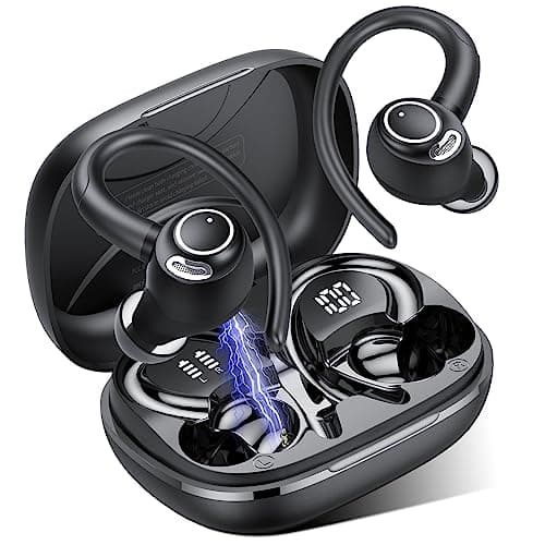 Cuffie Bluetooth Sport, Auricolari Bluetooth 5.3 con Mic Stereo, Cuffie Wireless con Ricarica Rapida USB-C, Cuffiette Bluetooth Doppio Display LED IP7 Impermeabili, Cuffie Senza Fili 48H, Nero(2024)