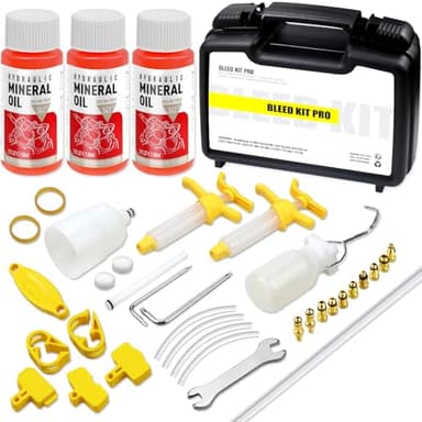 Kit spurgo Freni per Shimano, TEKTRO, MAGURA, Include connettore in Metallo Mountain Bike Freni a Disco Idraulici, Incluso 180ml Liquido frenante Minerale ad Alte Prestazioni da