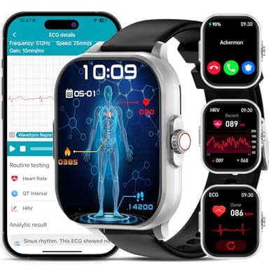 ECG+HRV orologio smartwatch Uomo Donna 𝐆𝐥𝐢𝐜𝐞𝐦𝐢𝐚 2025 funzione telefono/SPO2 RΙΙEναMENtO dEΙΙ'ΑpNEΑ/Frequenza cardiaca/Stress emotivo/Pressione sanguigna/Meteo/Monitoraggio sonno 2.01"Orologio