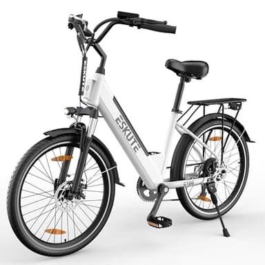 ESKUTE C100 Bici Elettrica, 26 Pollici Bicicletta Elettrica, Motore 250W, Batteria Rimovibile 36V/10,4Ah, Velocità Massima di 25 km/h, 7 Velocità, Display LCD, E-bike per Adulti