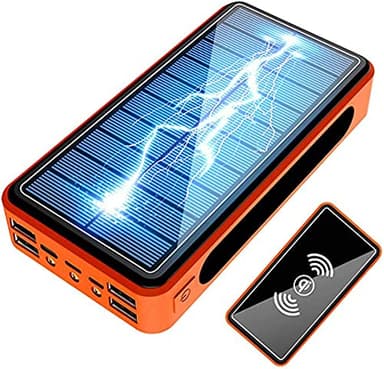 Honent Solar Power Bank Outdoor 500000Mah Caricabatterie Solare Wireless Solar Power Bank Carica Solare Batteria Esterna Caricabatterie Portatile con 4 Uscite USB E 3 Ingressi E Torcia A LED