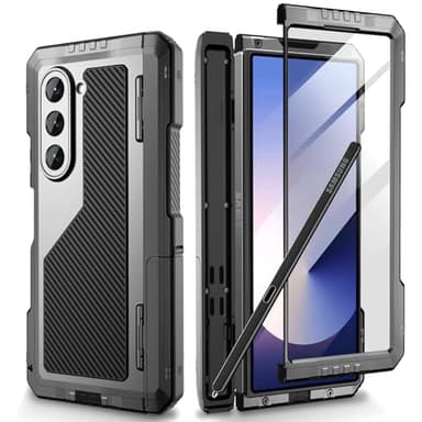 Beeasy Cover per Samsung Galaxy Z Fold 6, Antiurto Robusta Custodia con Protezione Della Fotocamera e Cerniera, Cover con Slot S Pen e Cavalletto Custodie Protettiva per Z Fold 6, Nero