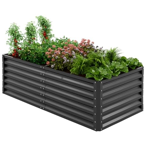 Amopatio Orto Rialzato in Acciaio Zincato per Giardino Esterno, Fioriera da Esterno 970L, Ortaggi, Erbe e Fiori, Cassone Orto Grande, 180x90x60 cm, Nero