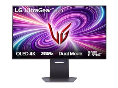 LG UltraGear OLED 32GS95UV Monitor Gaming 32", UHD 4K (3840x2160), OLED, 240Hz, 480Hz in FHD con Dual Mode, 0,03ms (GtG), G-Sync, FreeSync Premium Pro, HDR 400 True Black, HDMI 2.1, DisplayPort, Nero