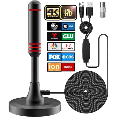 2025 Nuova Amplificatore 130KM Antenna TV Interna Potente Per 1080P 4K Tutti i Vecchi e Smart TV,Segnale di ricezione 360° Gamma di Antenna TV Digitale per DTT DVB-T/DVB-T 2, Cavo Coassiale 5M