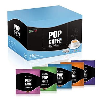 POP CAFFE' - 150 CIALDE kit Degustazione Miscele Deciso,Intenso,Cremoso,Arabico