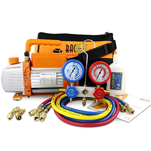 BACOENG Pompa Vuoto per Condizionatori con Kit Manometri Condizionatori per Mini Split/HVAC/Auto AC, Kit Ricarica Aria Condizionata per R410A R134a R407C R32 Refrigeranti