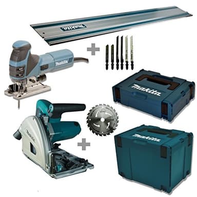Makita Sega Circolare e Seghetto Alternativo MEU029J + Seghetto Alternativo 4351FCTJ + Guida + Makpac