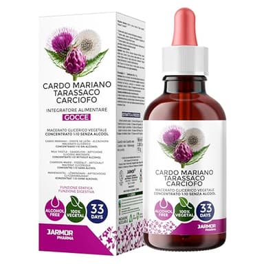 Cardo Mariano Tarassaco Carciofo Gocce 100ml - Integratore Detox Fegato e Intestino con Cardo Mariano Fegato, Carciofo Depurativo e Tarassaco Drenante - Made in Italy