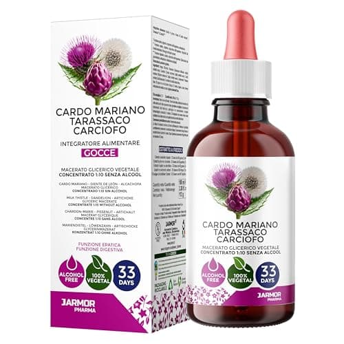 Cardo Mariano Tarassaco Carciofo Gocce 100ml - Integratore Detox Fegato e Intestino con Cardo Mariano Fegato, Carciofo Depurativo e Tarassaco Drenante - Made in Italy