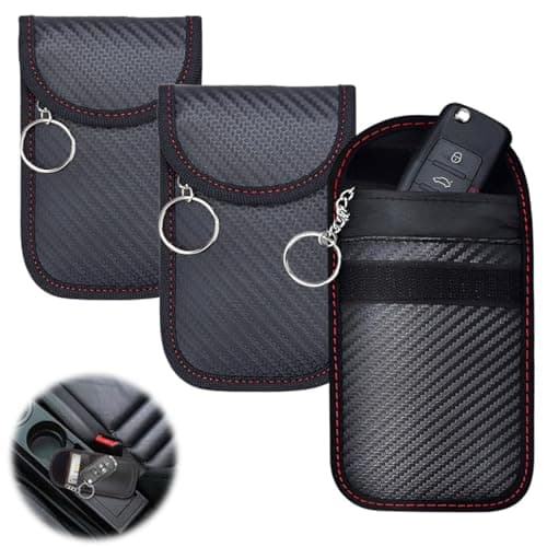 VONJUMA 3 Pezzi Antifurto Auto Keyless Schermatura Chiave Auto Custodia Anti-Hacking Custodia Antifurto Con Blocco Del Segnale Rfid Per Chiave Auto Fibra Di Carbonio Nero