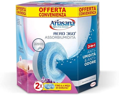 Ariasana Aero 360° Ricarica TAB Lavanda per dispositivo Aero 360° kit, assorbi umidità in Tab profumata rilassante, elimina i cattivi odori, aromaterapia, 2 TAB da 450g