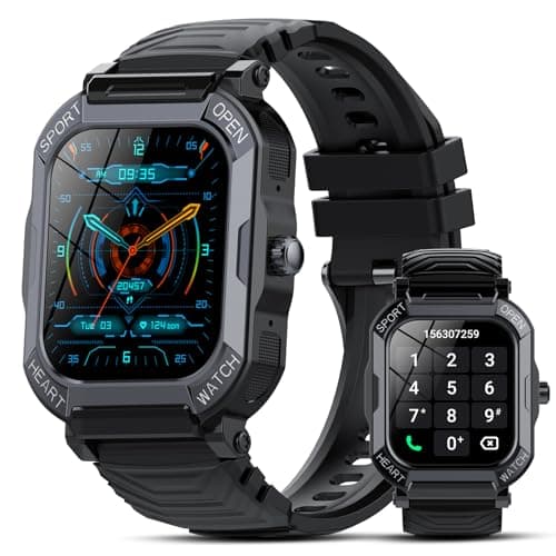 Smartwatch Uomo Donna con Chiamate Bluetooth, 1,85'' Orologio Smartwatch Uomo, Impermeabil IP68, 110+ Sportive Smart Watch con Contapassi/Sonno/Cardiofrequenzimetro, Orologio Contapassi Tutto Nero