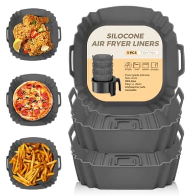 3 Pezzi Accessori Friggitrice ad Aria, Teglia Silicone Per Friggitrice ad Aria Cestello Friggitrice ad Aria Air Fryer Silicone Liners Applicabile Airfryer