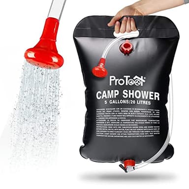 ProTool Doccia Solare Camping, 20L Riscaldamento da Sole Borsa da Campeggio, Doccia Portatile con Tubo Rimovibile e Soffione per Campeggio, Escursionismo Trekking attività all'aperto