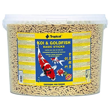 Tropical Koi&Goldfish Basic Sticks 11L / 900g - è Un mangime Completo e Galleggiante per Koi, Pesci Rossi e Tutte Le Altre Carpe Ornamentali allevate in laghetti da Giardino