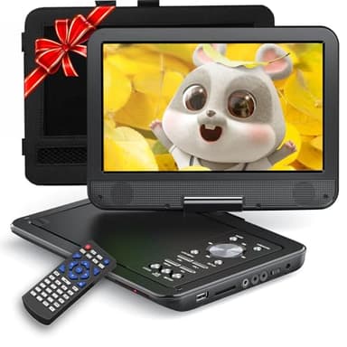 YOTON Lettore DVD Portatile da 12,5" con Schermo Girevole HD da 10,5" per Auto e Bambini, con Caricatore per Auto, Supporta 6 Ore di Batteria Integrata e USB/scheda SD/sincronizzazione TV