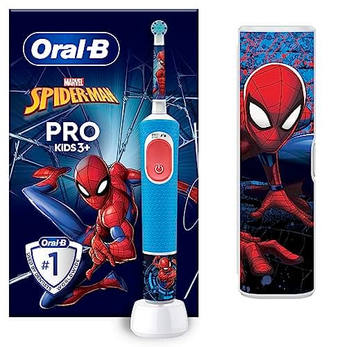 Oral-B Spazzolino Elettrico Ricaricabile Bambini Spiderman Marvel +3 Anni, Delicato sulle Gengive, Utilizzabile con Disney Magic Timer, 1 Testina, 1 Spazzolino, 1 Custodia da Viaggio, Idea Regalo