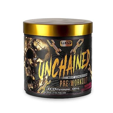 UNCHAINED® - Booster pre-allenamento con ecdysterone | 20 dosi (400 g) con caffeina | L-arginina, L-citrullina-malato, beta-alanina + altri 14 principi attivi | 100% energia | fresca ciliegia