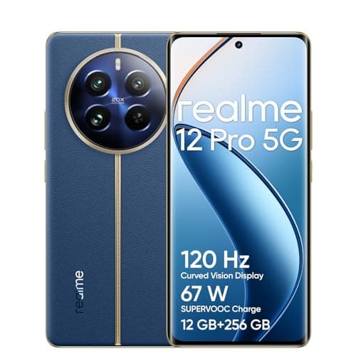 realme 12 Pro 5G Smartphone, 12+256GB, ritratto con teleobiettivo Sony Zoom ottico 2X, Fotocamera IMX882 OIS, Display curvo da 120Hz, Ricarica SUPERVOOC da 67W, Batteria massiva da 5.000mAh, blu