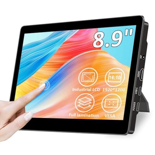 Magedok Monitor touch da 8,9 pollici con supporto, 1920 x 1200, 16:10, 450 nits, collegamento ottico, porta HDMI/USB-C, mini display per laptop Mini PC