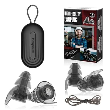 Hearprotek Tappi Orecchie per Riduzione Rumore, 2 Paia Tappi Orecchie da Concerto Riutilizzabili ad Alta Fedeltà con Filo, Protezione Dell'udito per Moto, Lavoro, Edilizia, Rave, Feste, Aerei, Viaggi
