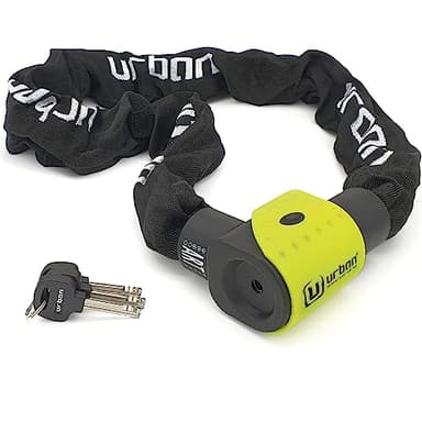 URBAN 10K170 Antifurto Moto, Lucchetto Bici Omologato ART***, Catena Alta Sicurezza Acciaio Cementato Antitaglio ø10mm, Doppio Bloccaggio, Flessibile Catenaccio Ancoraggio Scooter Bicicletta, 170cm