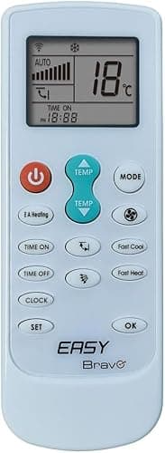 Telecomando Universale per Condizionatori - 2000 Codici Memorizzati - Programmazione Automatica e Manuale - Display Retroilluminato con Visualizzazione della Temperatura